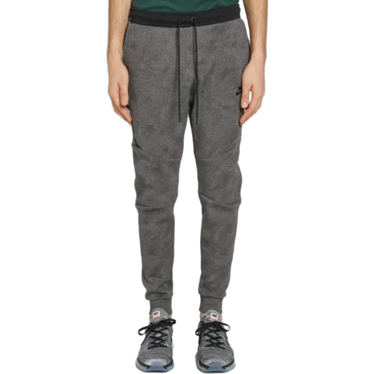 NIKE TECH FLEECE ALLOVER PRINT PANTS 'CARBON HEATHER BLACK' 836416-010