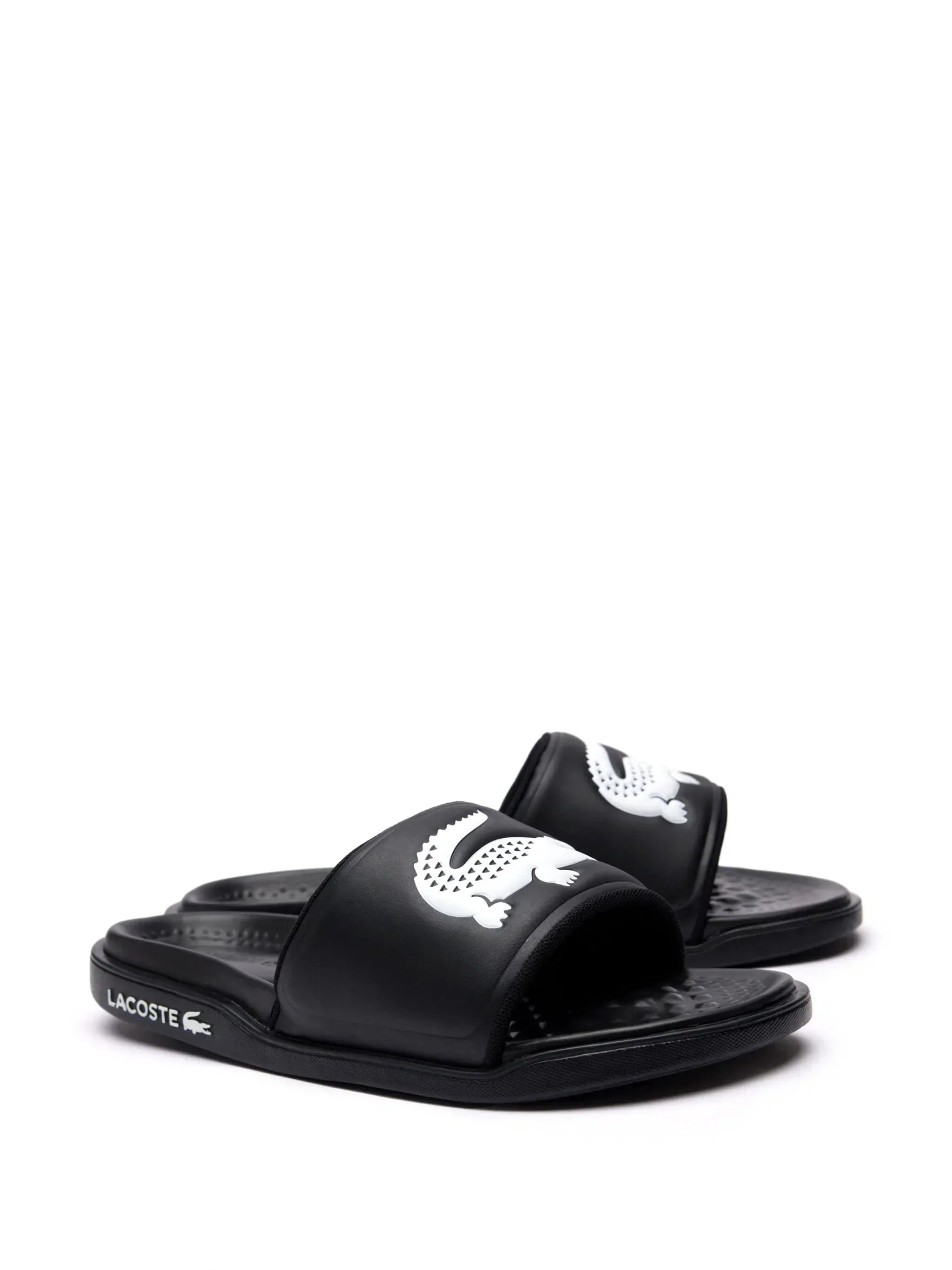 Lacoste Croco Dualiste logo strap slides