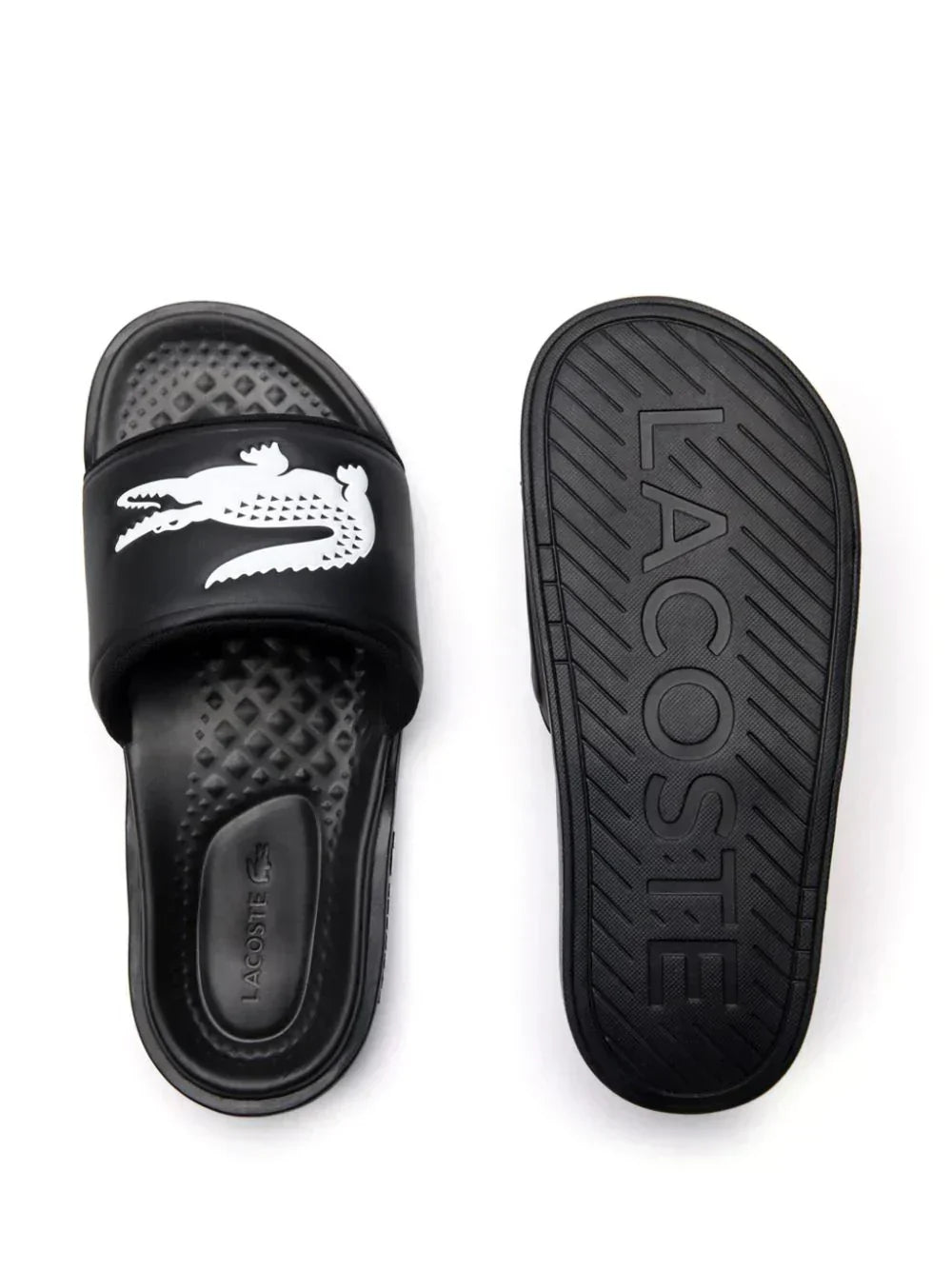 Lacoste Croco Dualiste logo strap slides