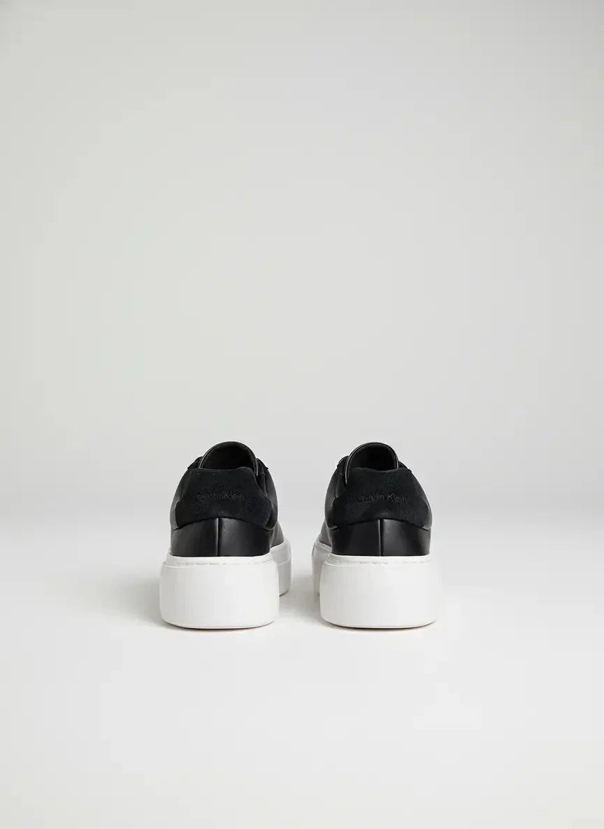 Calvin Klein Cupsole Leather Lace Up Black Sneaker