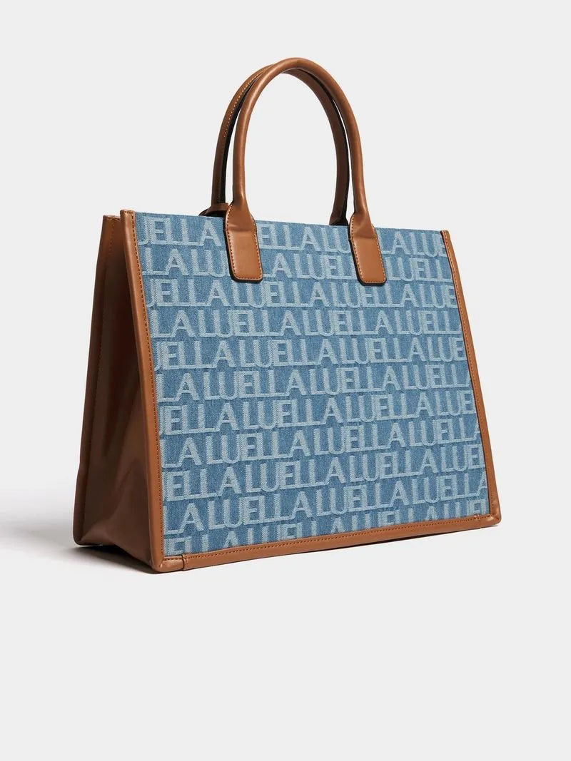 Luella Gold Logo Large Denim Tote