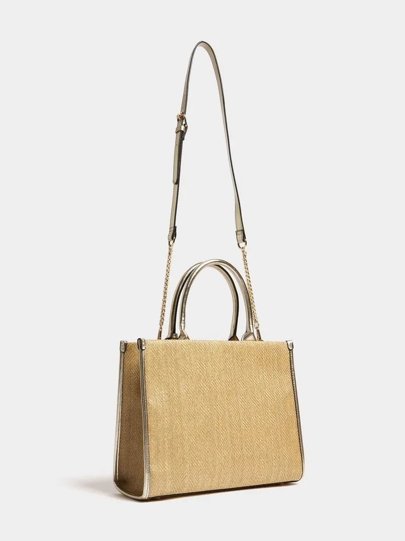 Luella Embroidered Medium Raffia Shopper